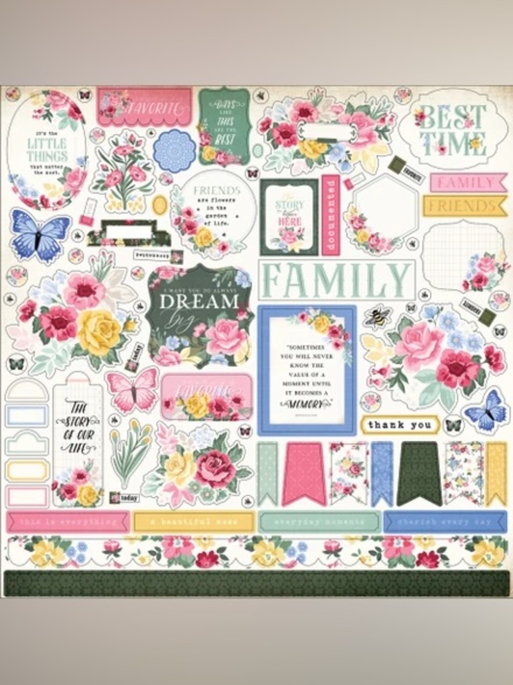 🌼🌷🌿Echo Park Bloom 12x12 Floral Family Element Sticker Sheet🌺🌸🌱